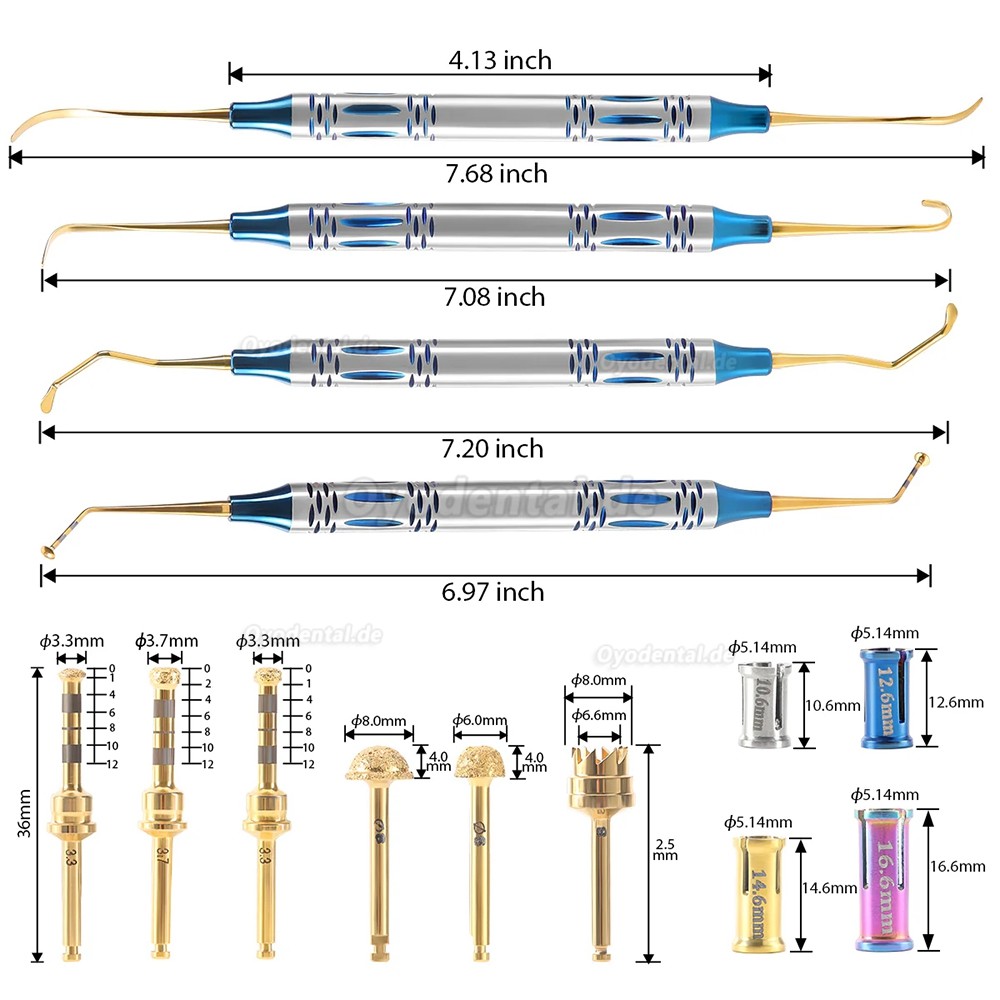 Dental Sinuslift Instrumenten Set mit Bohrern Stoppern Periostheber